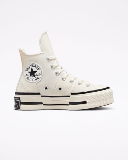 Tenis Converse Chuck 70 Plus Cano Alto Feminino Bege Pretas | PT Z0805P4